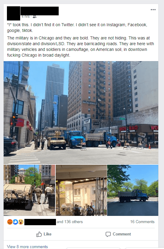 American military vehicles in Downtown Chicago